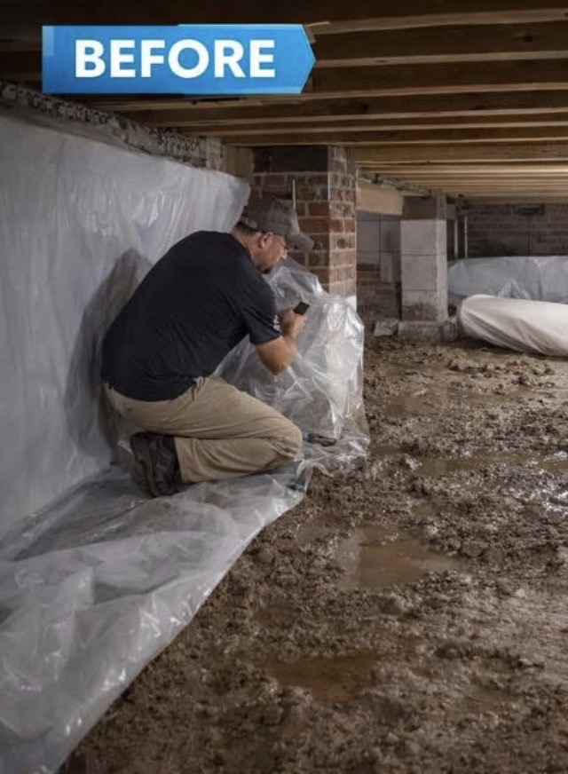 Crawlspace before vapor barrier installation